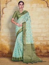 Sea Green Organza Silk Saree